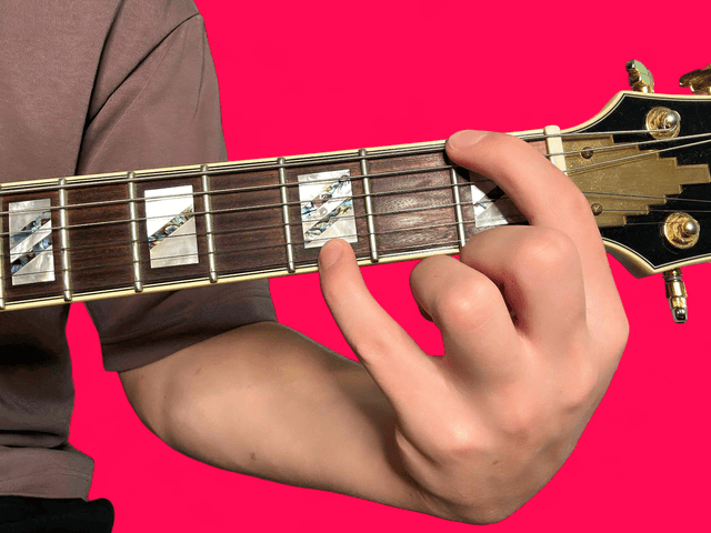 G major over F guitar chord with finger positions