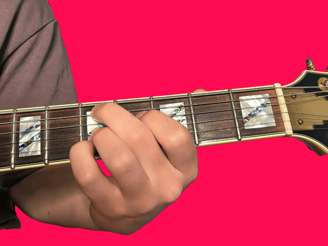 D9 guitar chord with finger positions