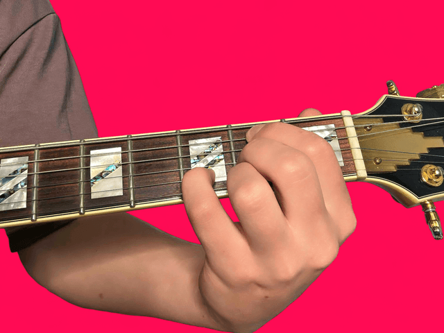 D major over B guitar chord with finger positions