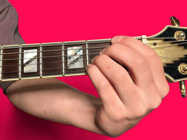 Fmaj7#5 guitar chord with finger positions