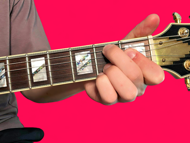 B69 guitar chord with finger positions