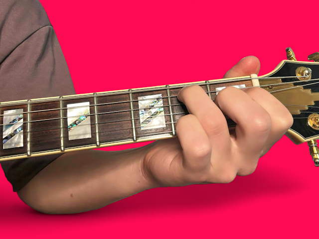 Emaj9 guitar chord with finger positions
