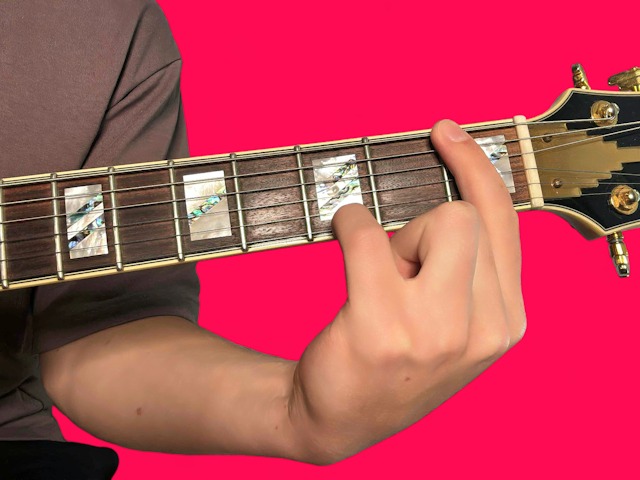 Fm11 guitar chord with finger positions