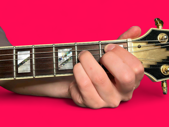 Bbm7b5 guitar chord with finger positions