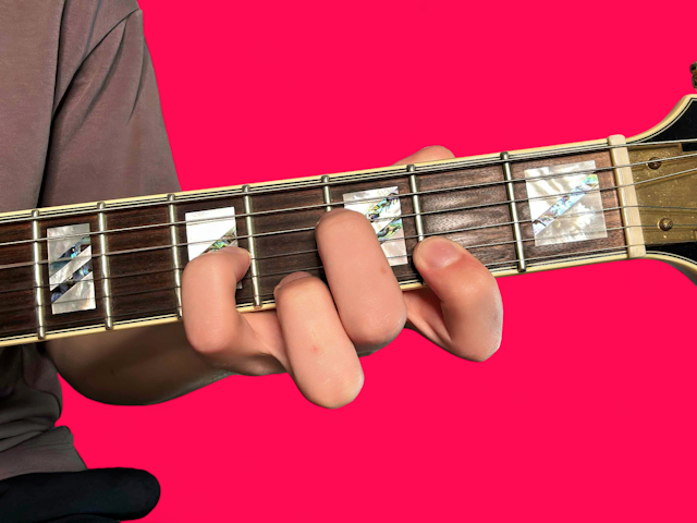 Bbm9 guitar chord with finger positions