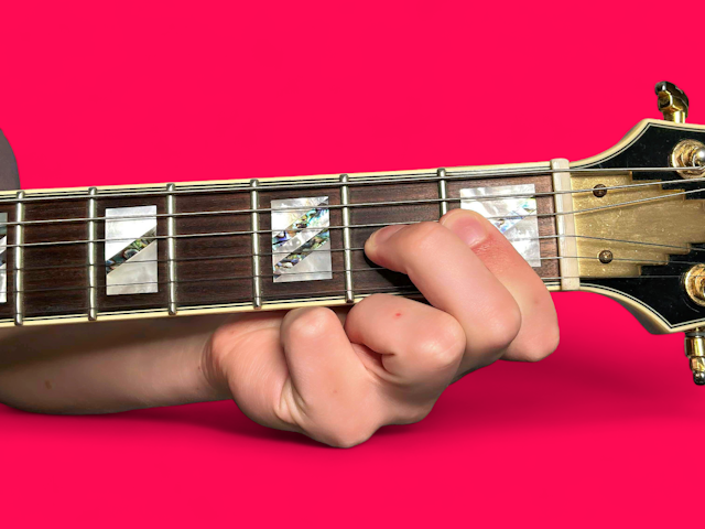 F major over D# guitar chord with finger positions