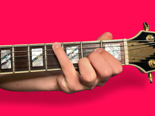 A major over G# guitar chord with finger positions
