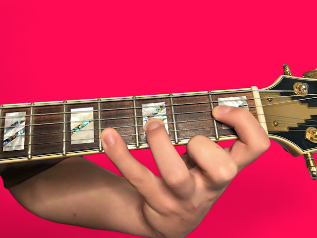 Ebsus4 guitar chord with finger positions