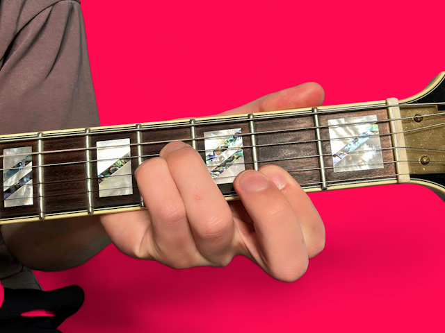 A69 guitar chord with finger positions