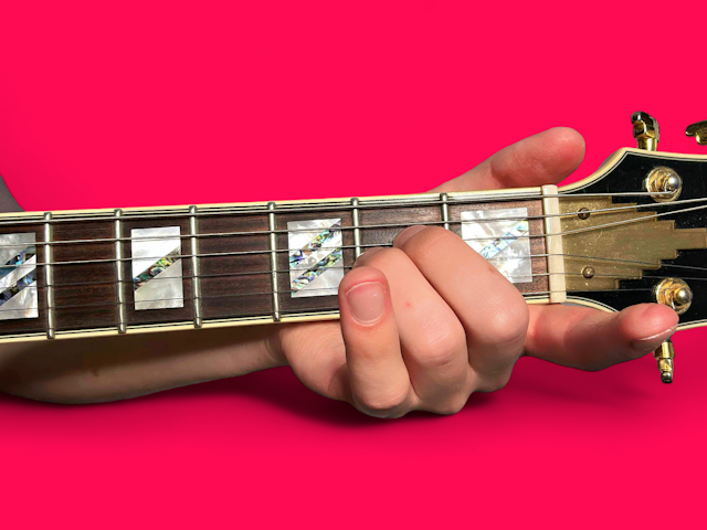 Asus2 guitar chord with finger positions