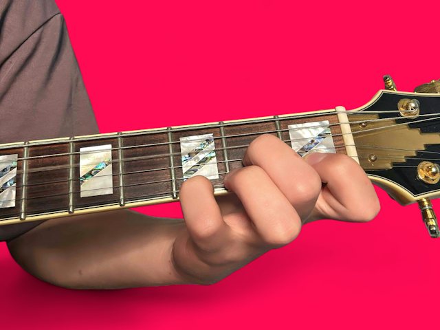 D7sus4 guitar chord with finger positions